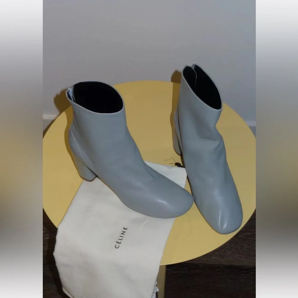 $1400 CELINE LAMBSKIN LEATHER BALLET RELOADED GREY BOOT 80 SIZE 38 - Picture 9 of 9